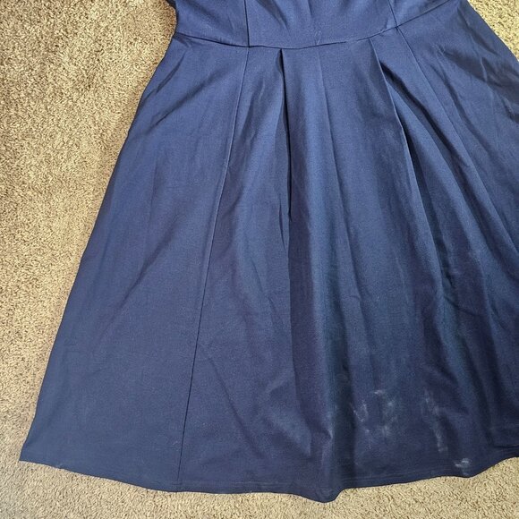 NWT City Chic Dress Womens XL 22 Navy Fit & Flare Midi Classic Sleeve Pockets - Picture 7 of 14